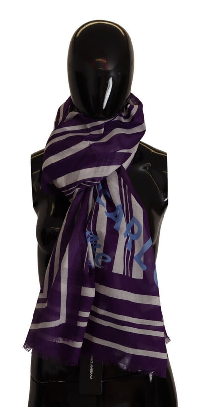 Purple White Striped Montecarlo Shawl Scarf