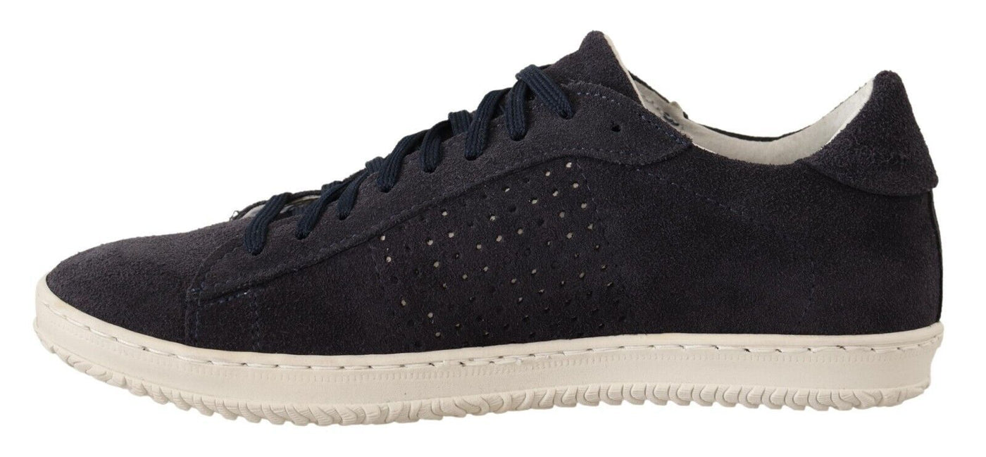 Black Suede Perforated Lace Up Sneakers Shoes