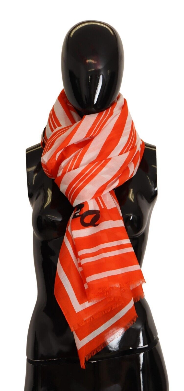 Orange Striped Cotton Marbella Wrap Scarf