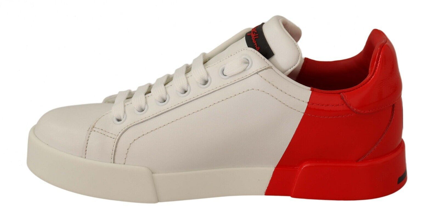 White Red Lace Up Sneakers Womens Portofino Shoes