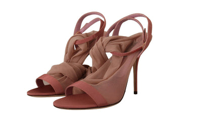 Pink Tulle Stretch Ankle Strap Sandals Shoes