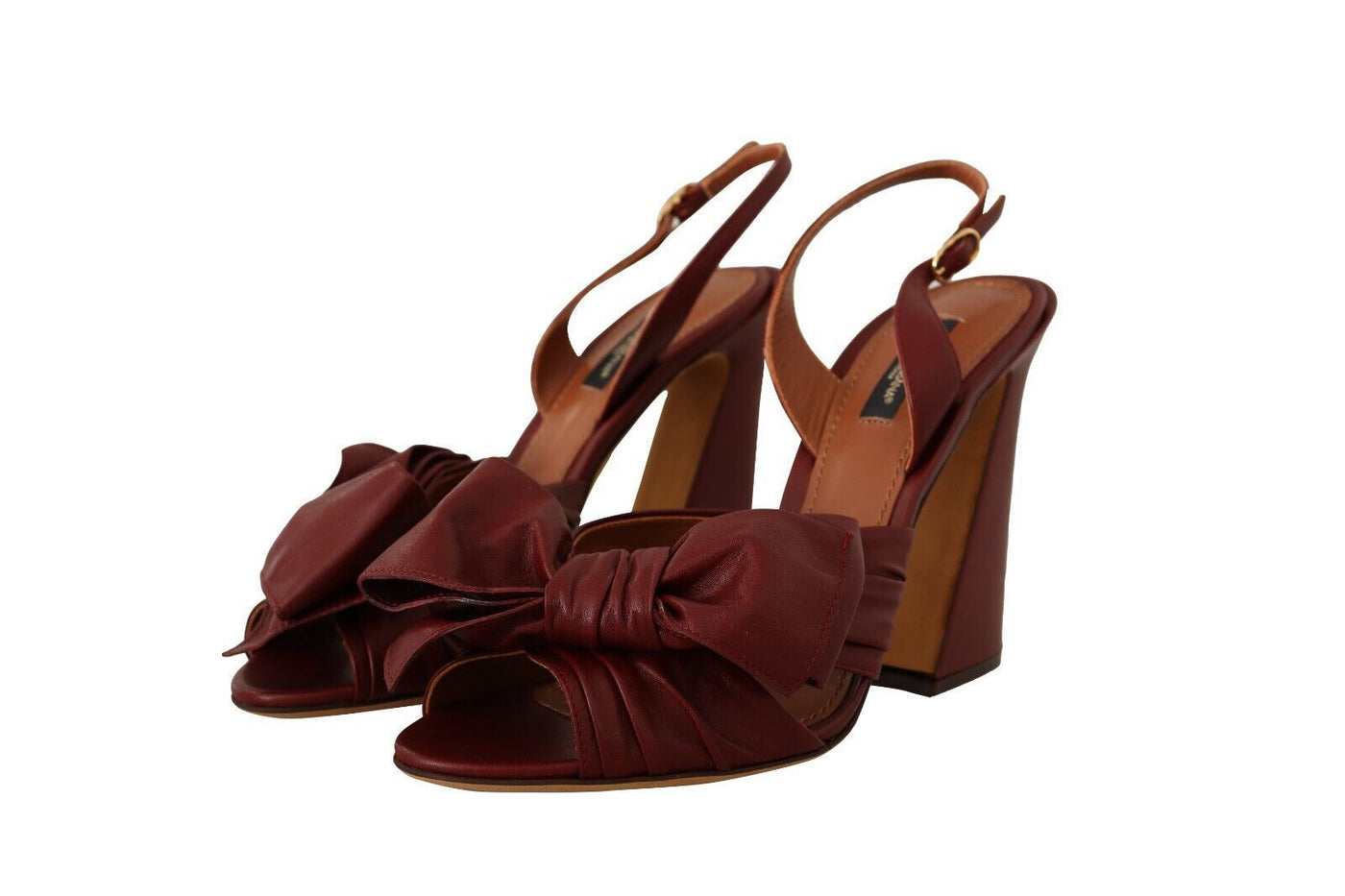 Bordeaux Leather Ankle Strap Heel Sandals Shoes