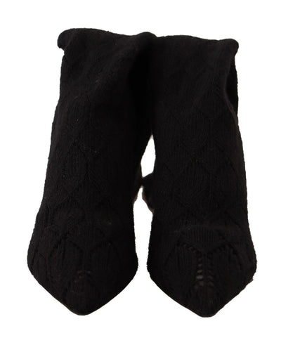 Black Stretch Socks Knee High Booties Shoes