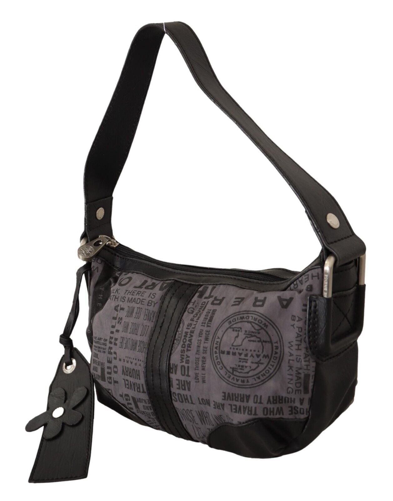 Gray Printed Handbag Shoulder Purse Fabric Bag