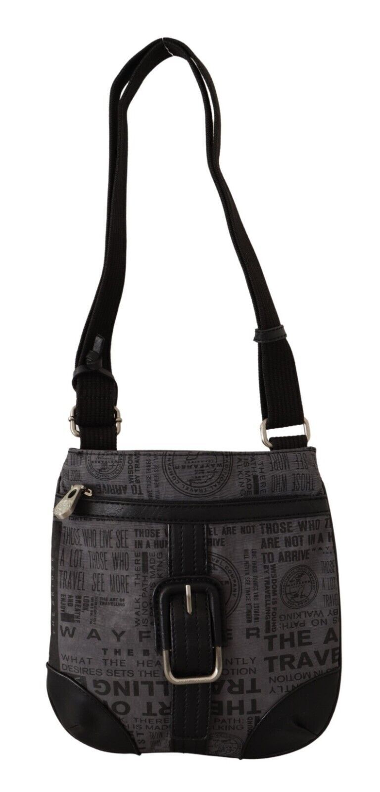 Gray Printed Logo Shoulder Crossbody Purse Bag