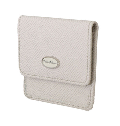 White Dauphine Leather Holder Pocket Wallet Condom Case