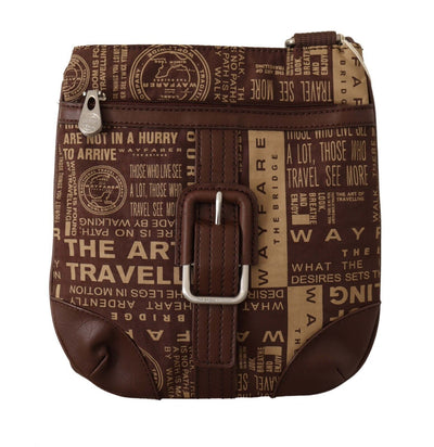 Brown Printed Logo Shoulder Crossbody Purse Bag