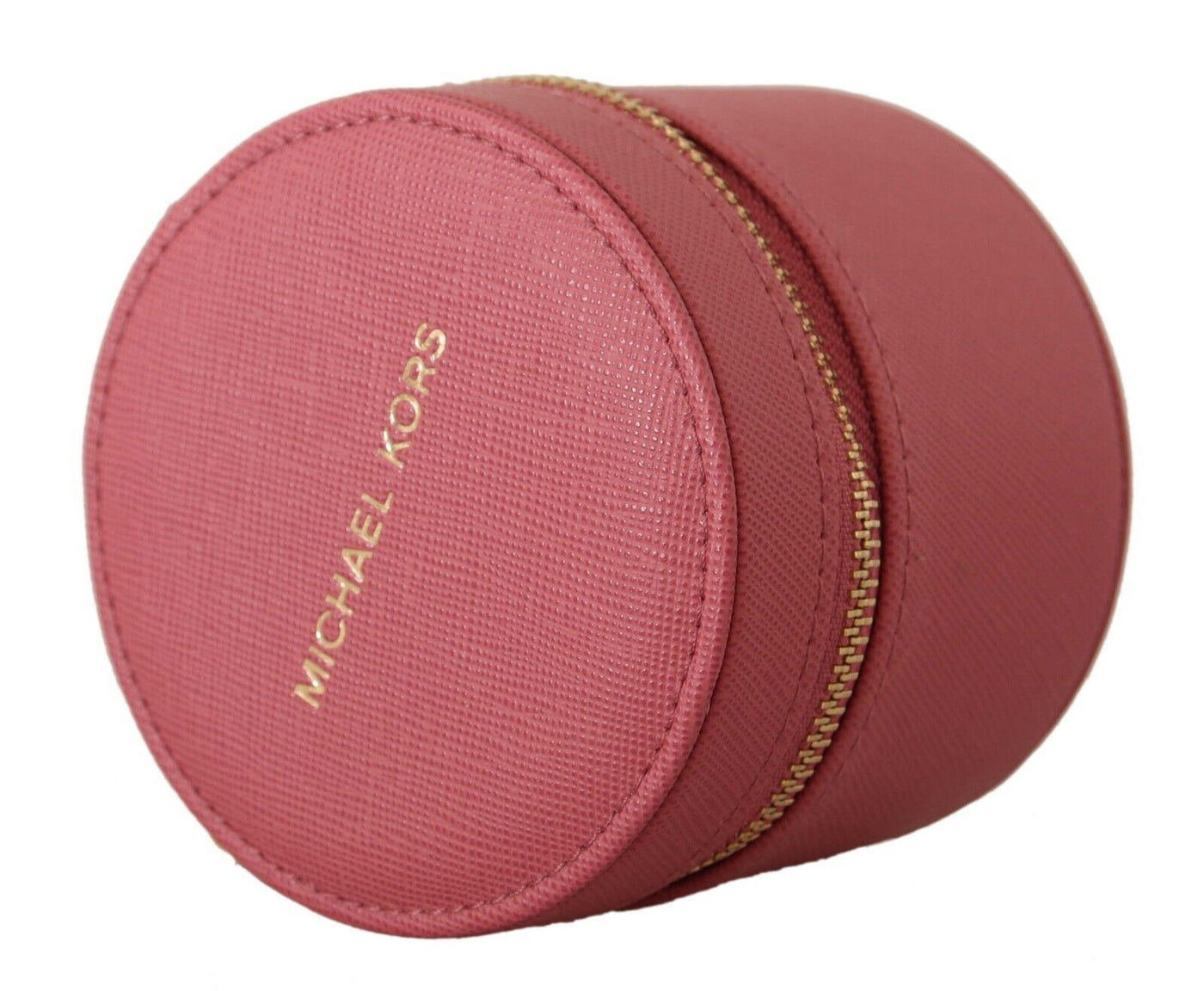 Pink Leather Zip Round Pouch Purse Storage Wallet