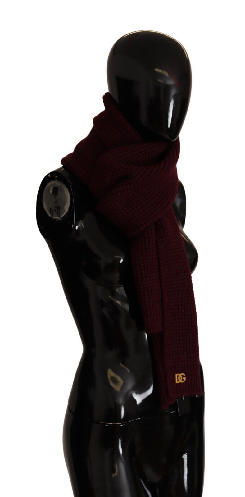 Dark Red Cashmere Logo Wrap Shawl Knitted Scarf