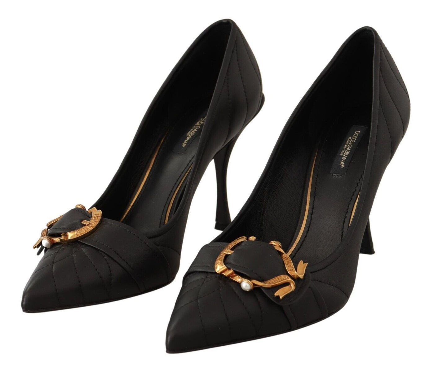 Black Devotion Leather Heel Pumps Shoes