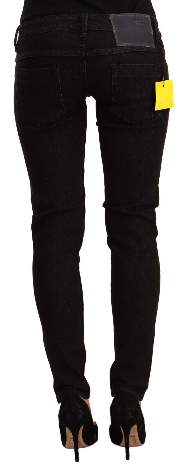 Black Cotton Low Waist Skinny Denim Jeans