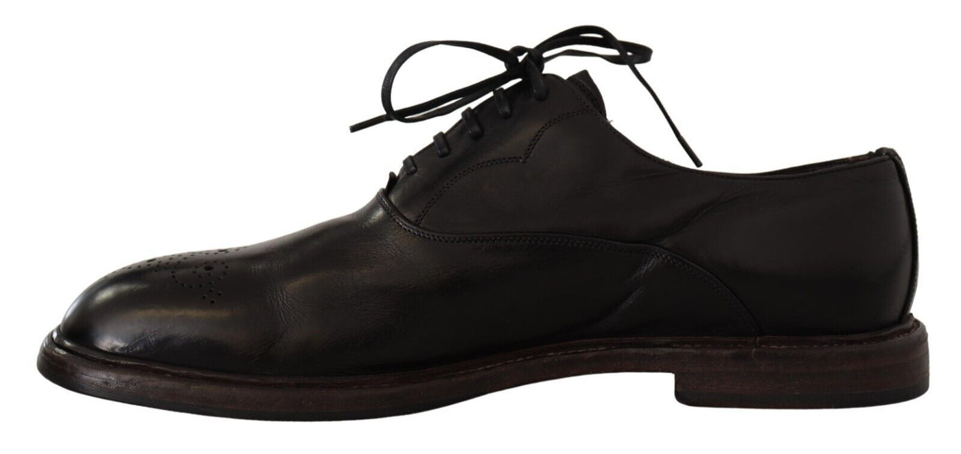 Black Leather Mens Lace Up Derby Shoes