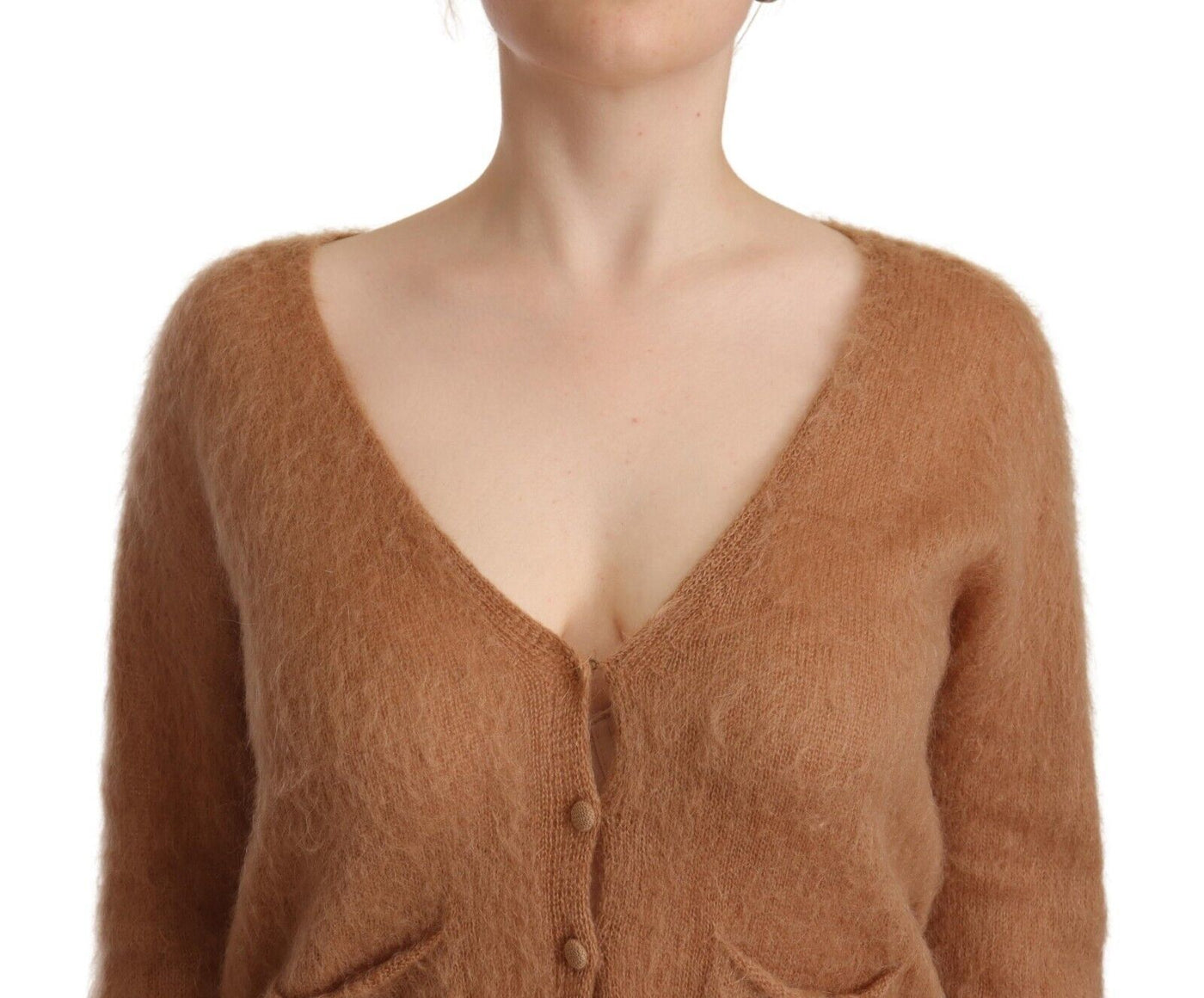 Brown Cardigan V-Neck Long Sleeve Sweater