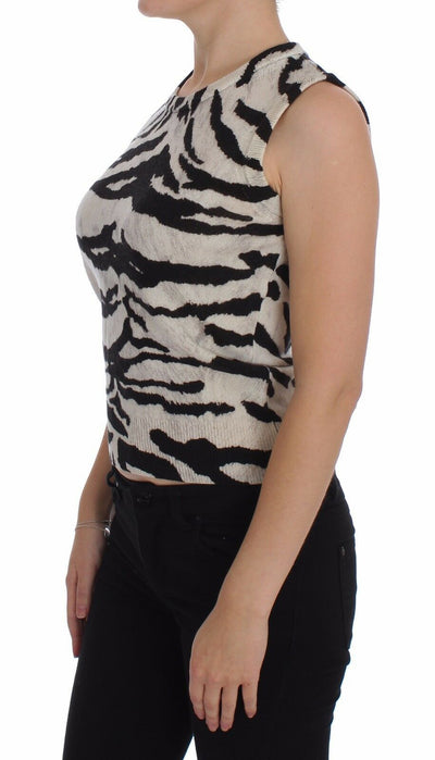 Zebra 100% Cashmere Knit Top Vest Tank Top