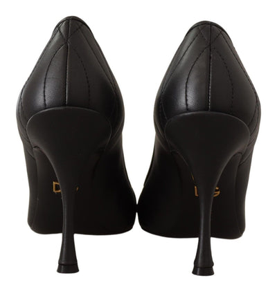 Black Devotion Leather Heel Pumps Shoes