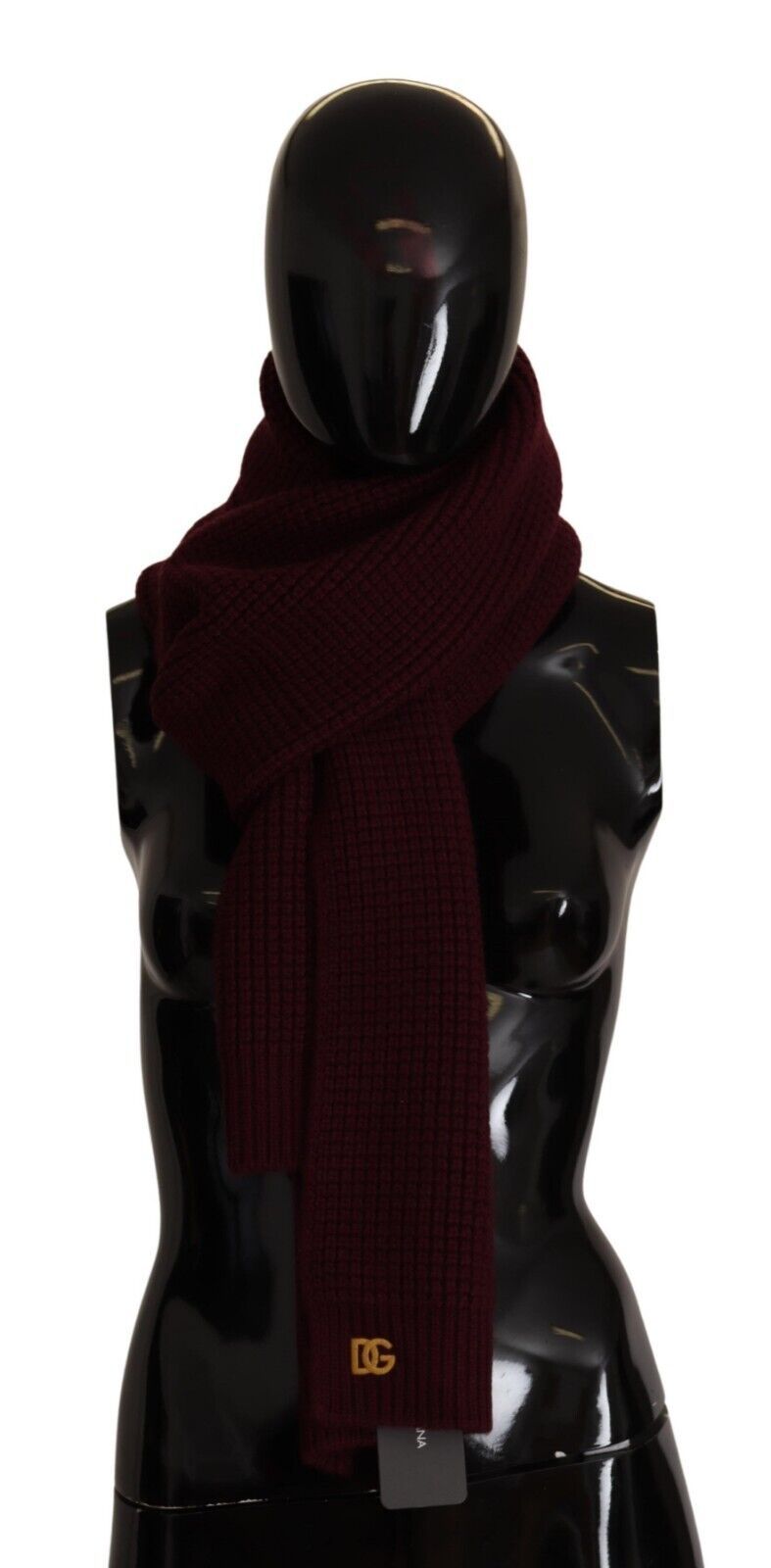 Dark Red Cashmere Logo Wrap Shawl Knitted Scarf