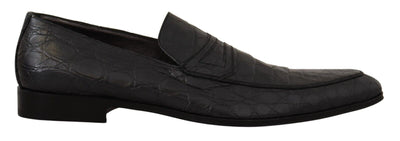 Gray Caiman Leather Formal Loafers Shoes