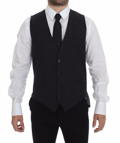 Gray Slim Fit Button Front Dress Formal Vest