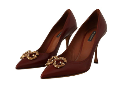 Brown Leather High Heels Pumps Amore Shoes