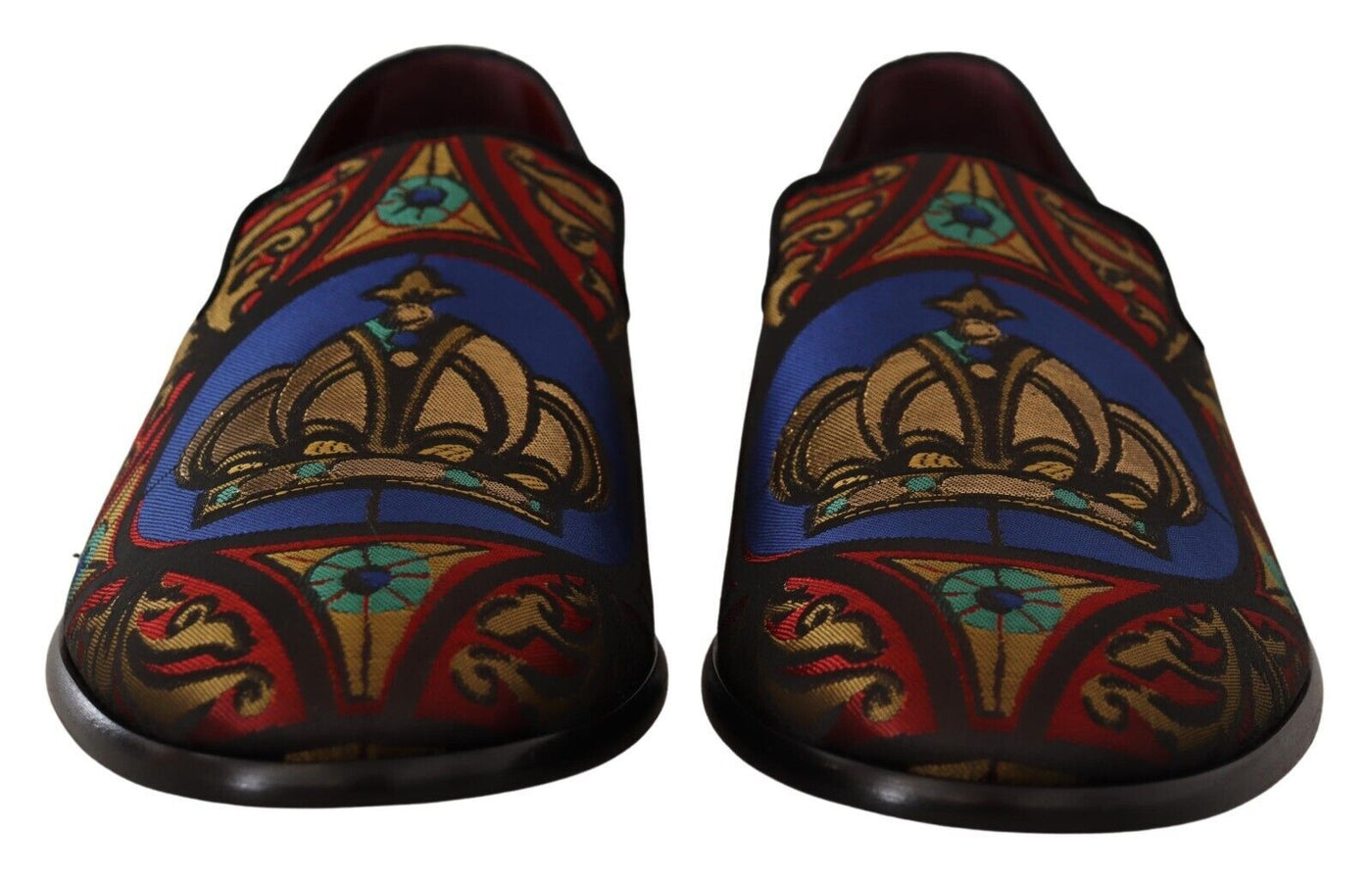 Multicolor Jacquard Crown Slippers Loafers Shoes