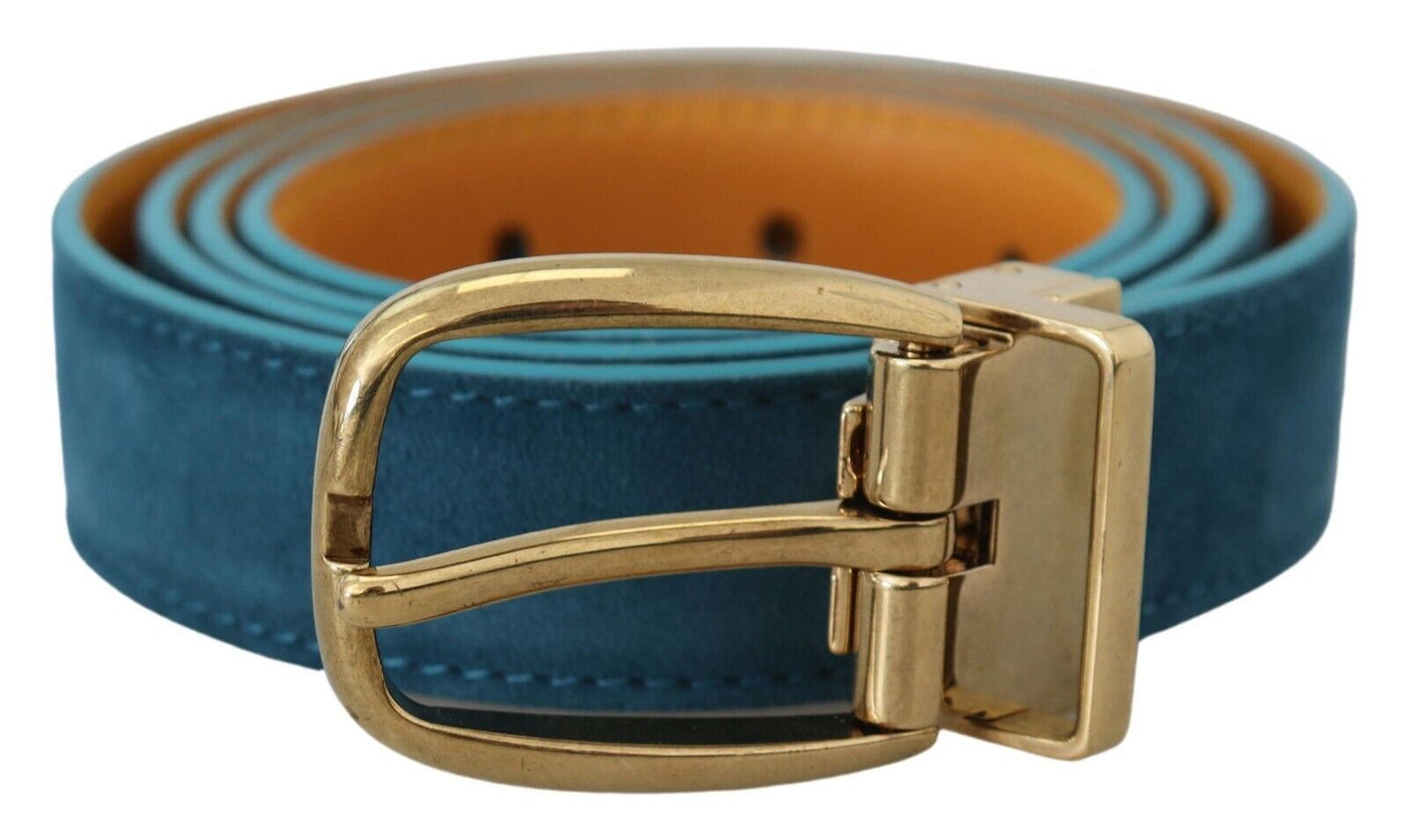 Blue Velvet Leather Silver DG Metal Buckle Belt