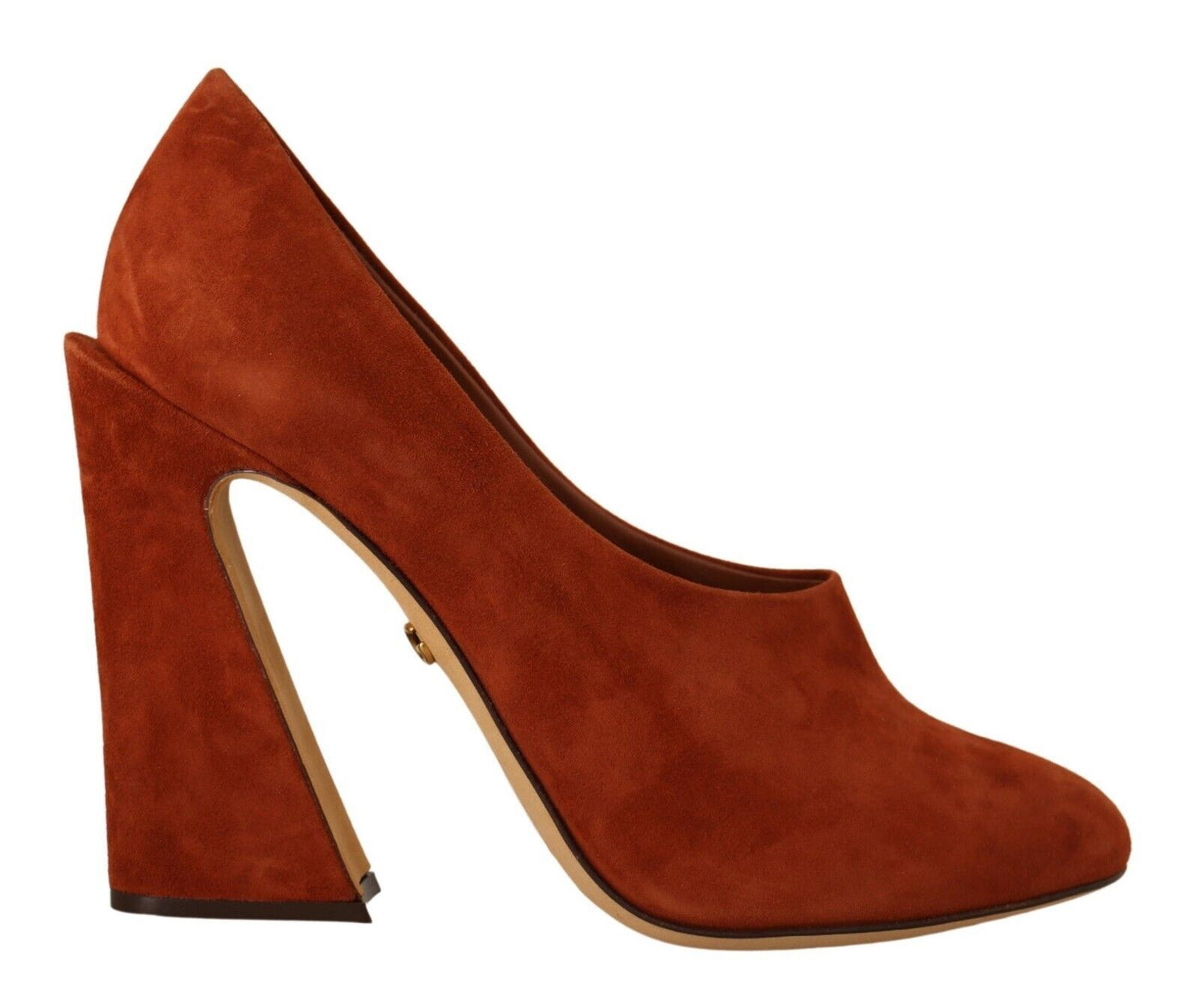 Brown Suede Leather Block Heels Pumps Shoes