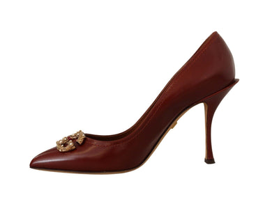 Brown Leather High Heels Pumps Amore Shoes