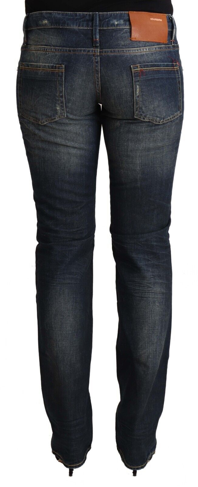 Blue Washed Cotton Low Waist Skinny Denim Jeans