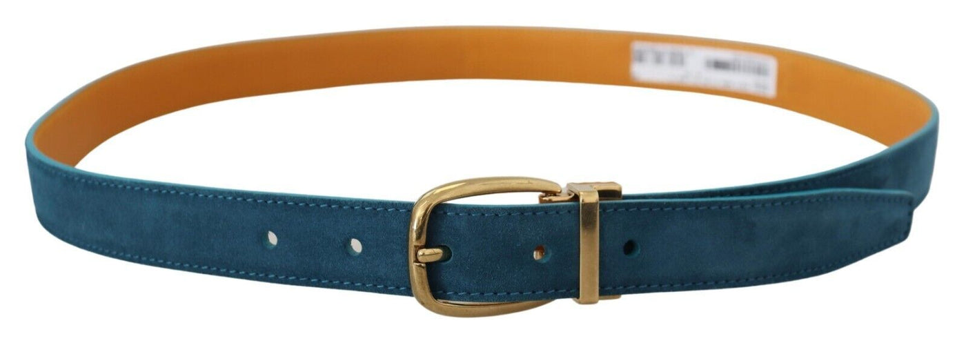 Blue Velvet Leather Silver DG Metal Buckle Belt