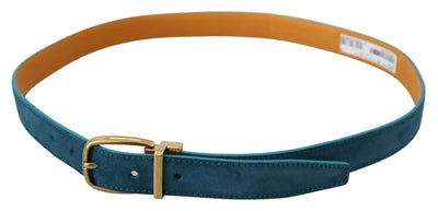 Blue Velvet Leather Silver DG Metal Buckle Belt