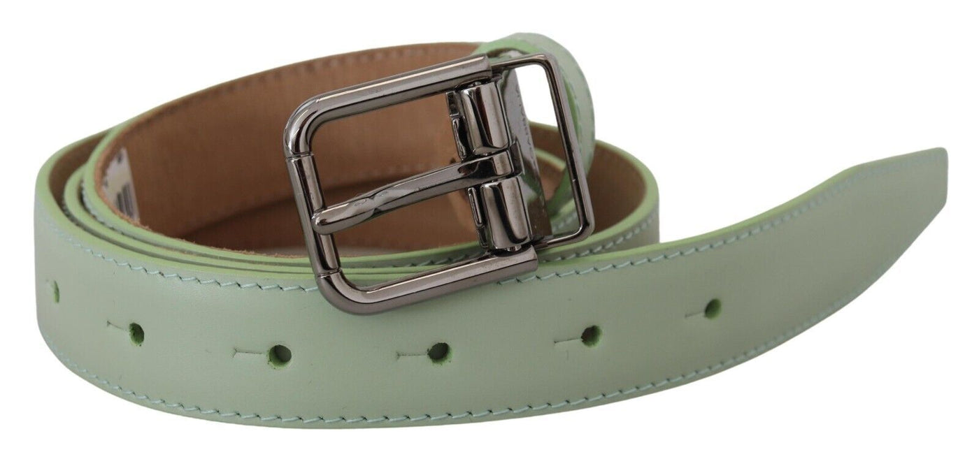 Mint Green Leather Silver Tone Metal Buckle