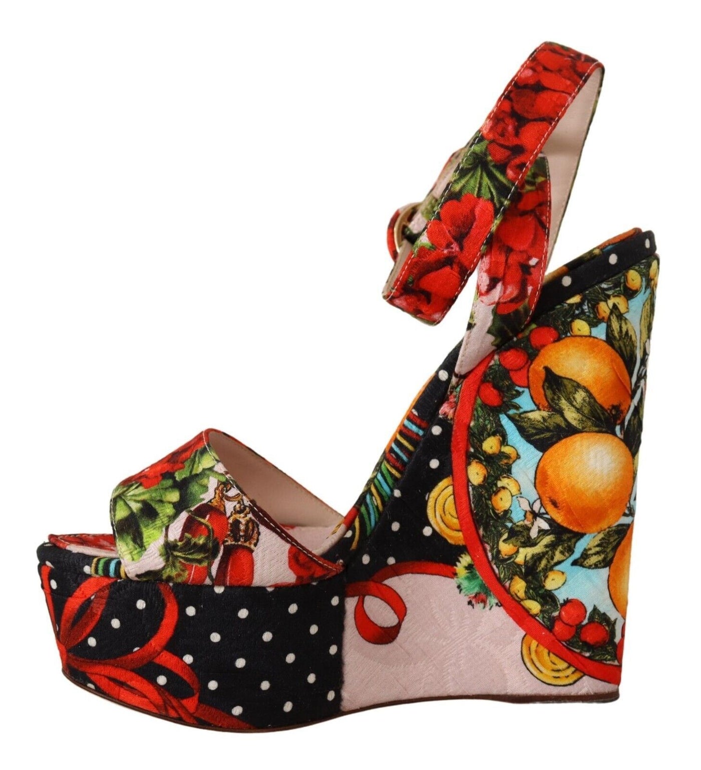 Multicolor Brocade Platform Heels Sandals Shoes