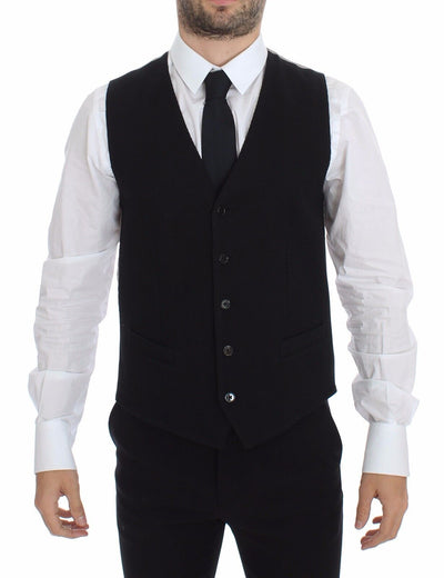 Black Cotton Dress Vest Blazer Jacket