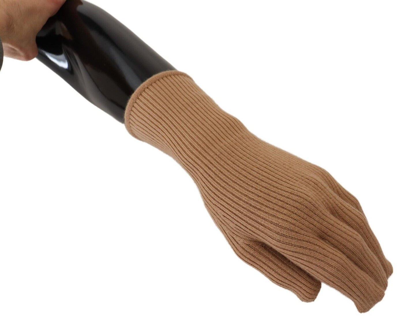 Beige Cashmere Knitted Hands Mitten Mens Gloves