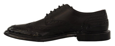 Black Leather Oxford Wingtip Formal Derby Shoes