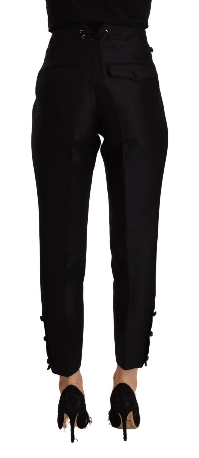 Black Wool High Waist Skinny Women Pants