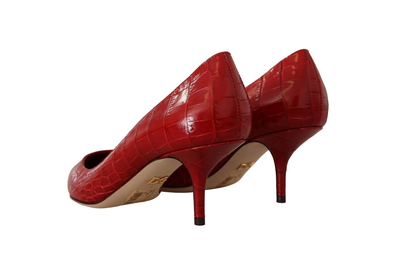 Red Leather Kitten Heels Pumps Women's Shoes