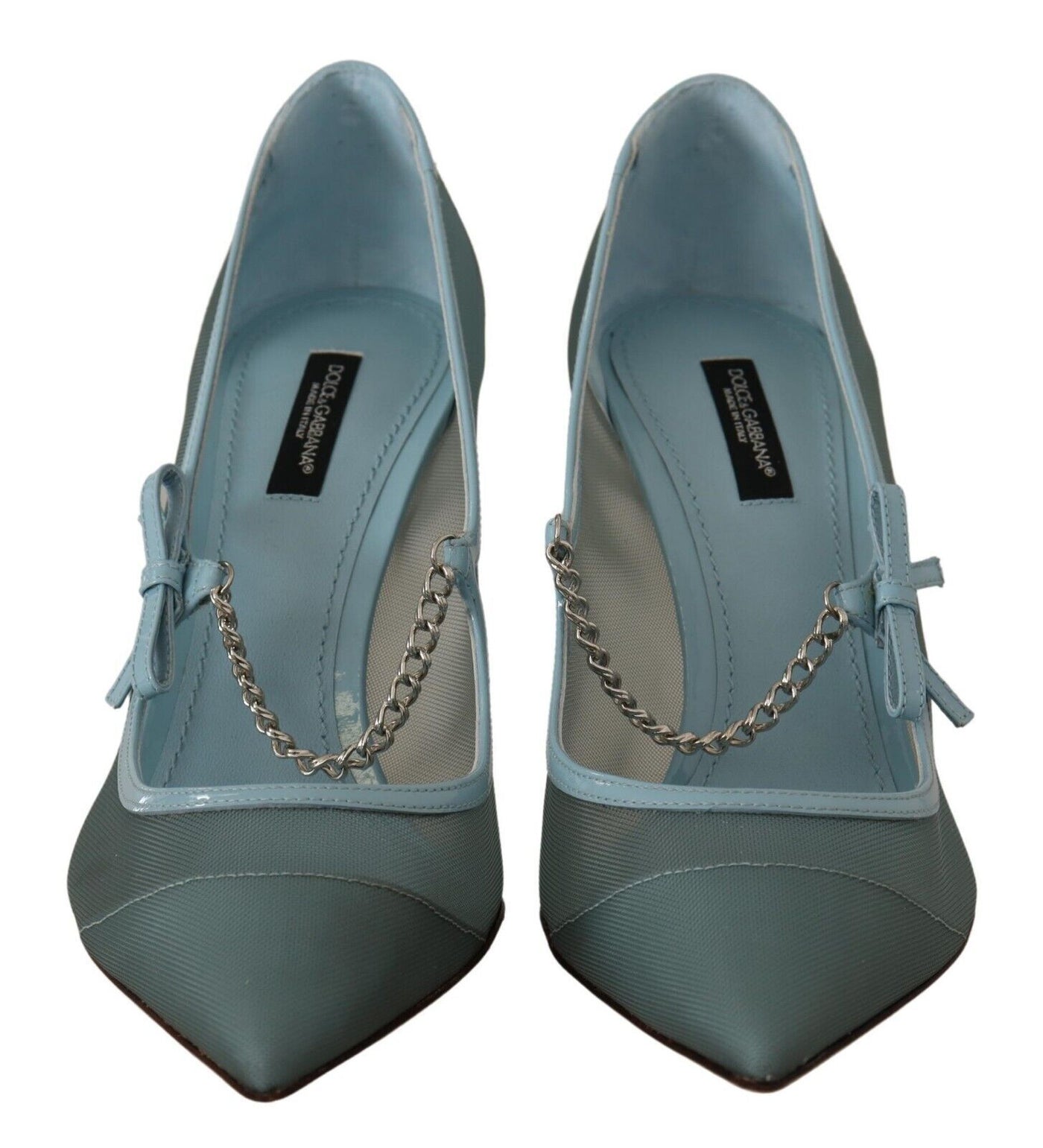 Blue Mesh Chains Heels Pumps Mary Jane Shoes