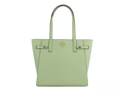 Carmen Large Light Sage Saffiano Leather North South Tote Handbag