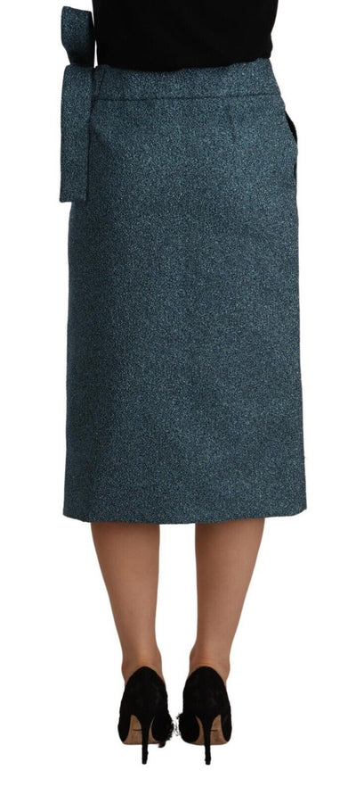 Blue High Waist Pencil Straight Wrap Style Skirt