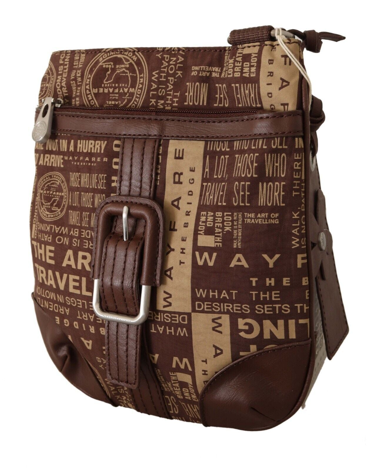 Brown Printed Logo Shoulder Crossbody Purse Bag