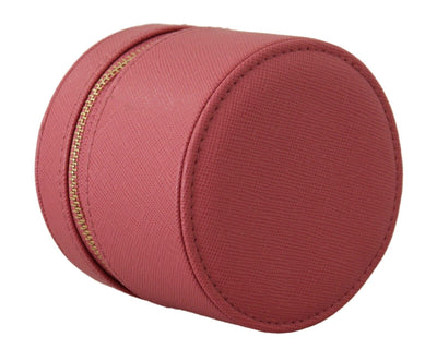 Pink Leather Zip Round Pouch Purse Storage Wallet