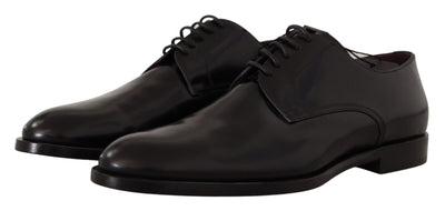 Black Leather Lace Up Formal Derby Shoes