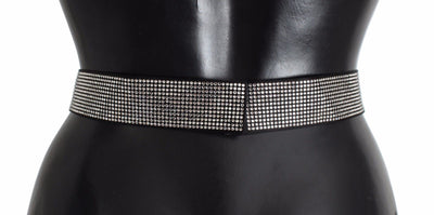 Black Silk Clear Crystal Bow Waist Belt