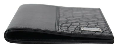 Black Bifold Passport Holder Men Exotic Leather Wallet