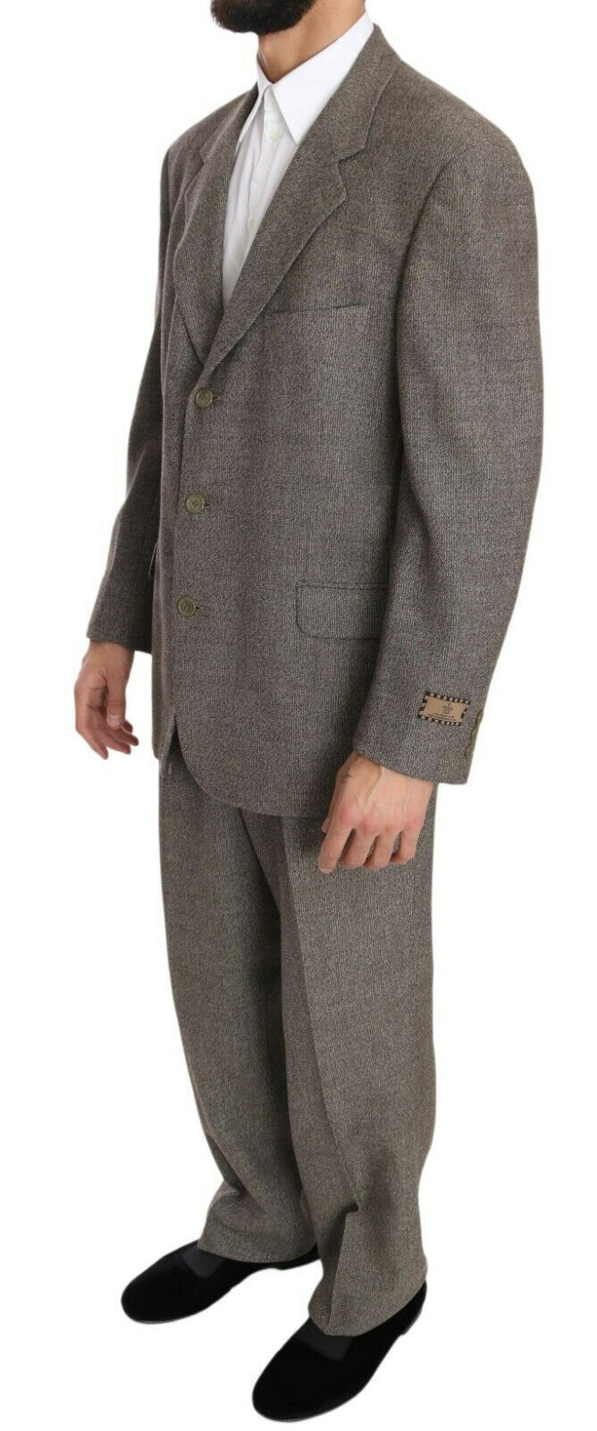 Brown Wool Regular Single  Breasted Suit