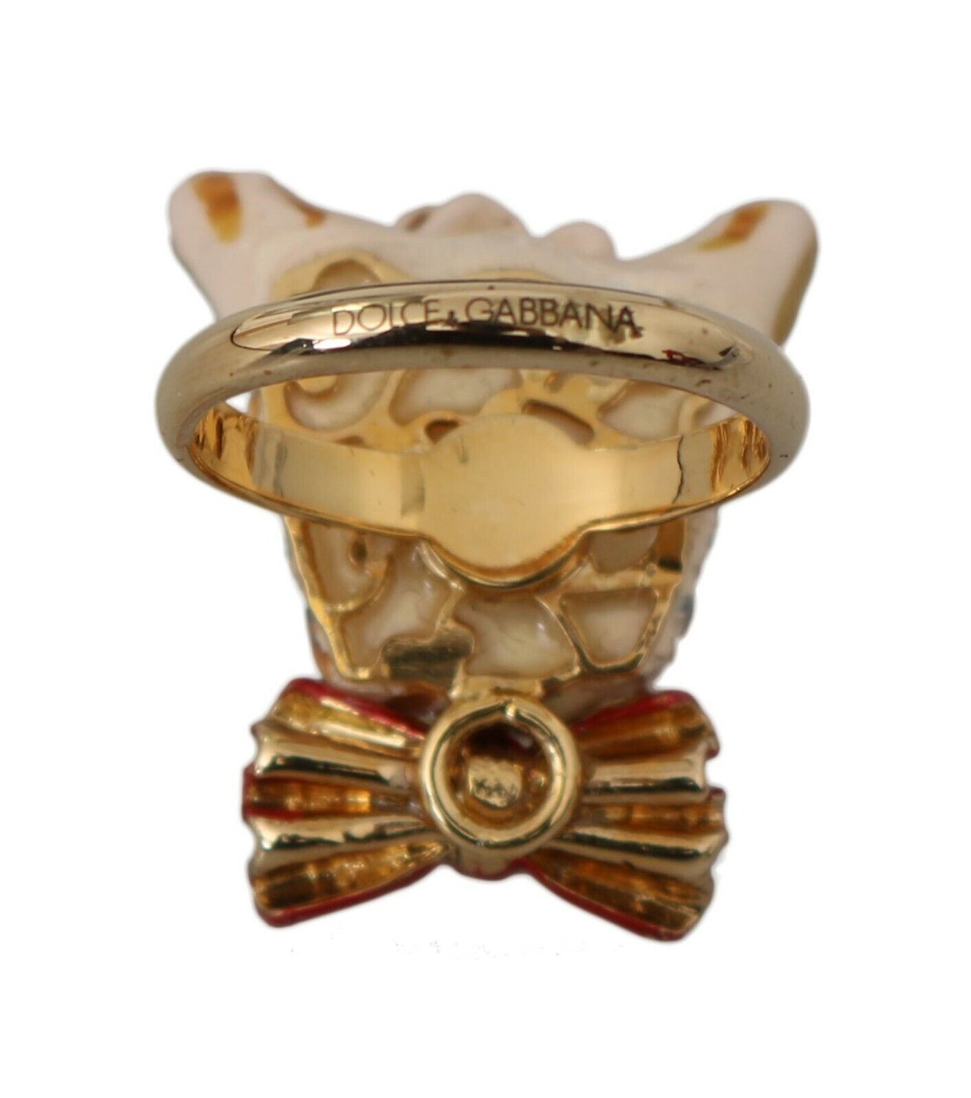 Beige Dog Pet Branded Accessory Gold Brass Resin Ring