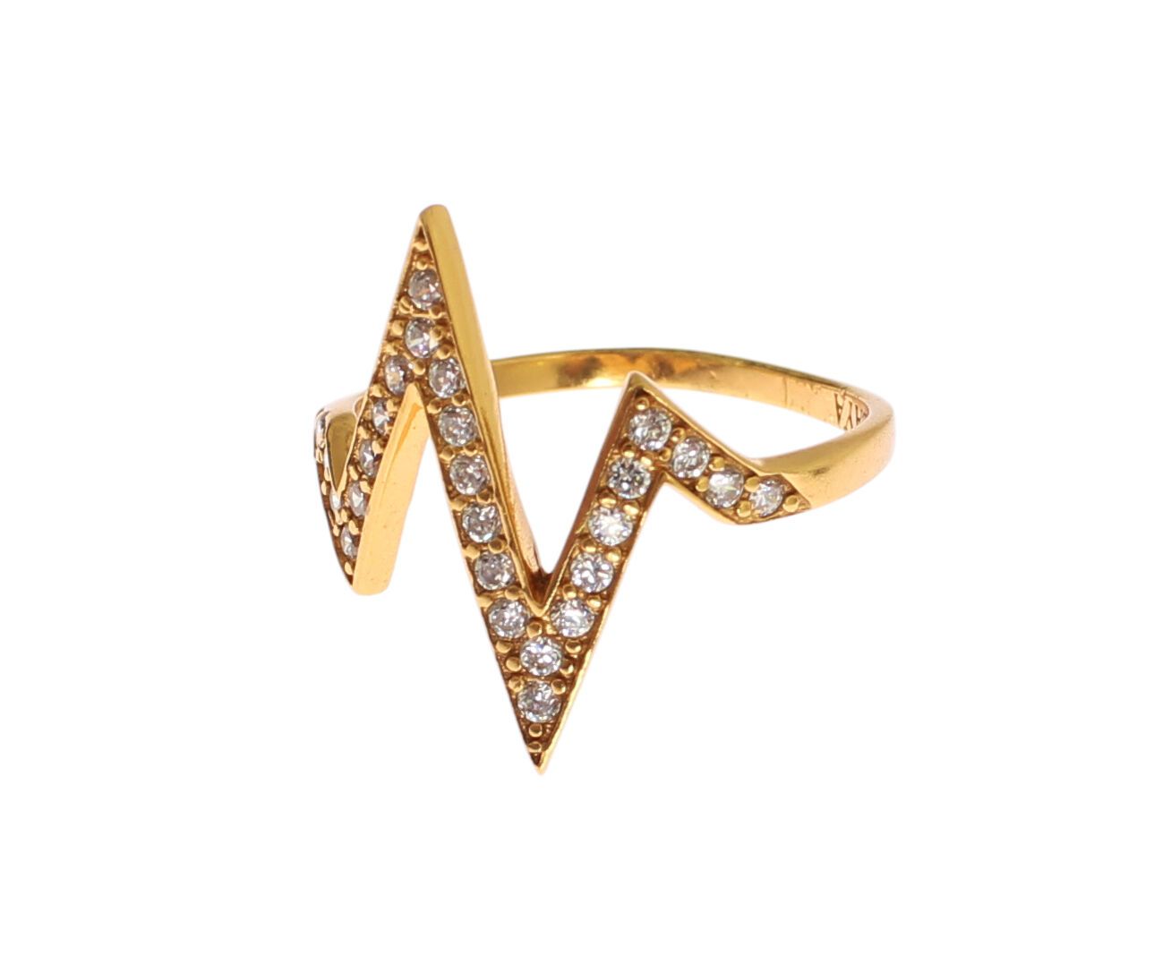 Gold 925 Silver Womens Clear CZ 18K Ring