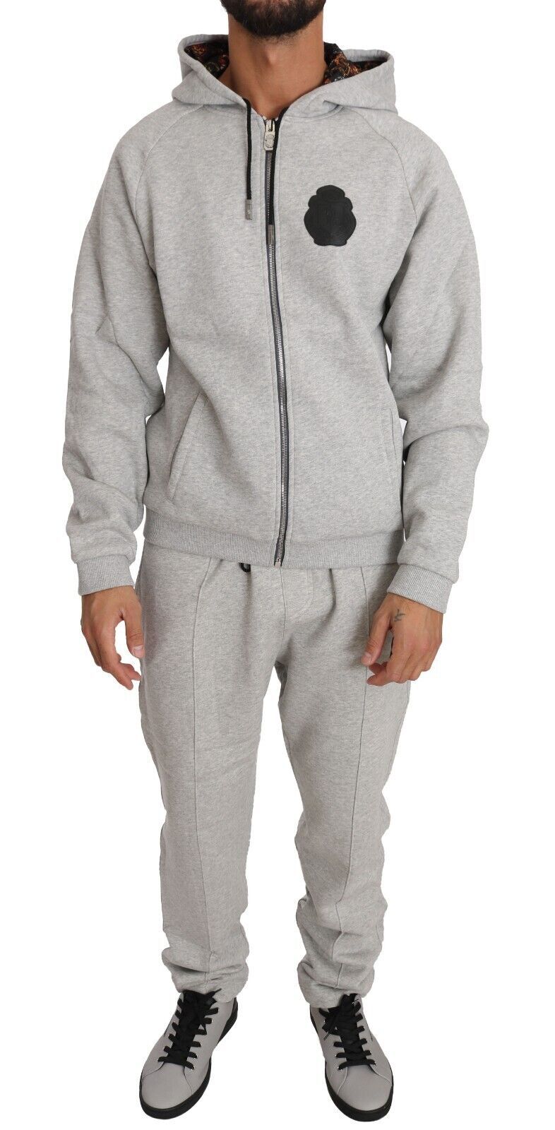 Gray Cotton Sweater Pants Set Tracksuit