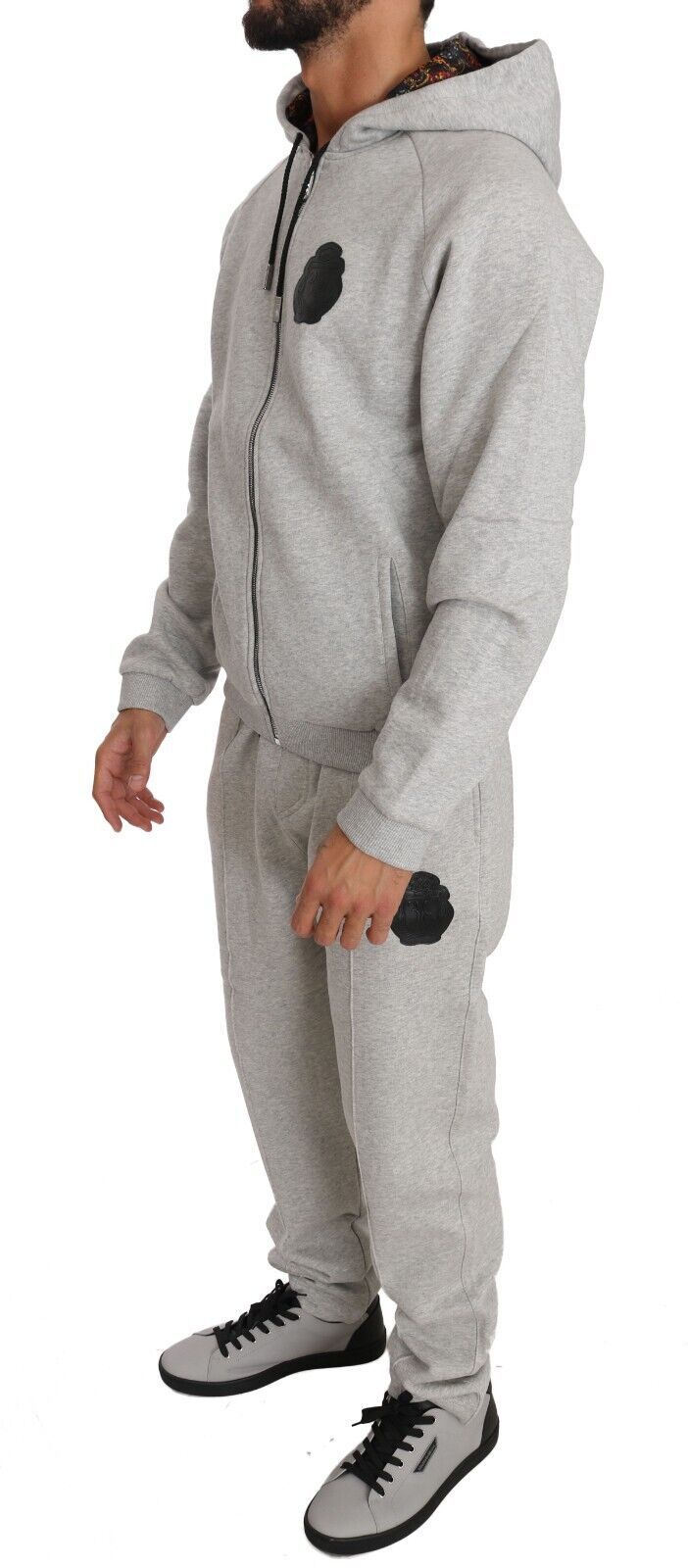 Gray Cotton Sweater Pants Set Tracksuit